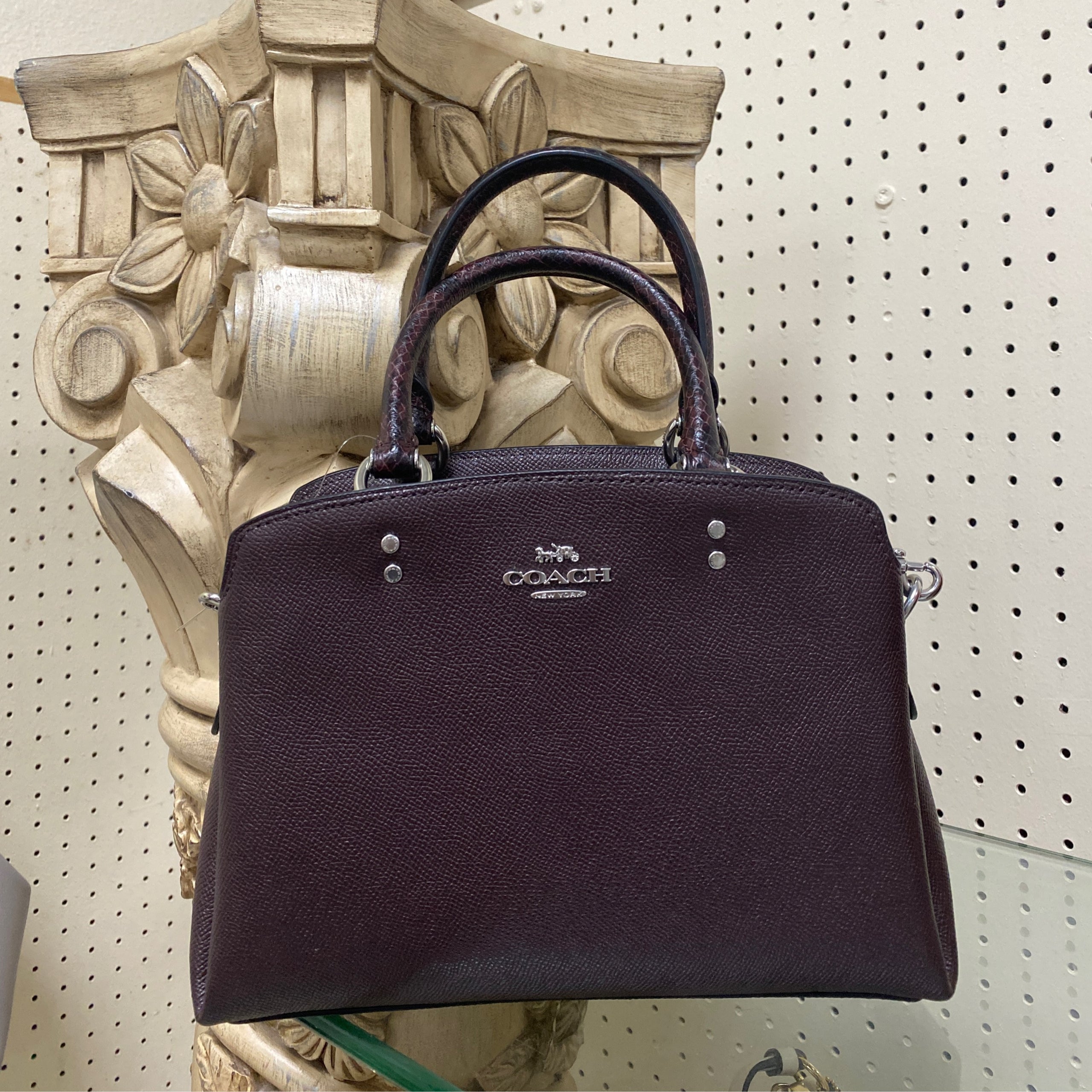 Coach Oxblood Satchel Brown Boujie Boutique